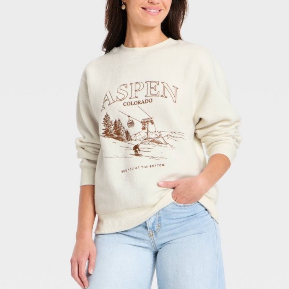 NWT Universal Thread Aspen Colorado Sweatshirt Medium Alpine Skier Apres Ski New - Picture 3 of 15